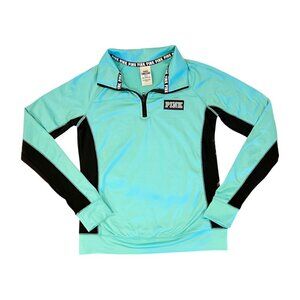 Victoria's Secret Pink Ultimate Half Zip Pullover Jacket, Small, Teal/Black, EUC